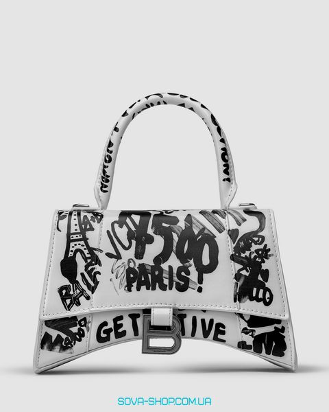 Жіноча сумка Balenciaga Hourglass Small Handbag Graffiti in White Premium фото