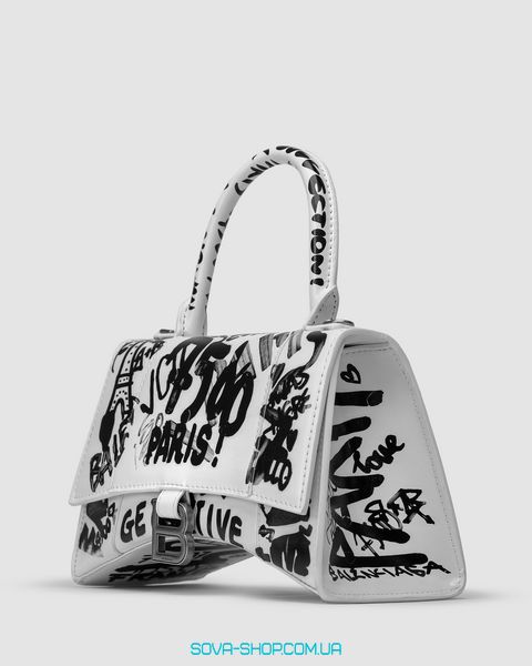 Жіноча сумка Balenciaga Hourglass Small Handbag Graffiti in White Premium фото