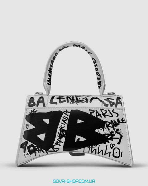 Женская сумка Balenciaga Hourglass Small Handbag Graffiti in White Premium фото