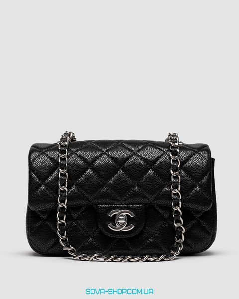 Жіноча сумка Chanel Classic 1.55 Small Single Flap in Black/Silver Premium фото