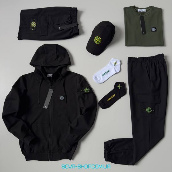 Мужской и женский костюм Stone Island: zip худи-штаны-шорты-футболка-кепка (2 пары носков в подарок) Stone Island фото