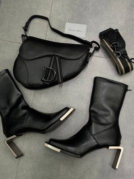 Жіноча сумка Christian Dior Saddle Bag With Strap Black Premium фото
