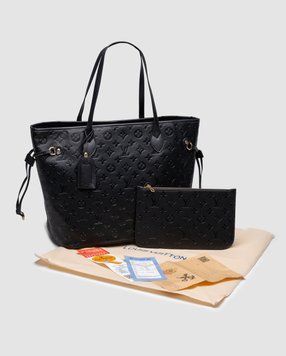 Жіноча сумка Louis Vuitton Neverfull MM Monogram Empreinte Leather Black Premium фото