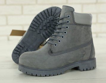 Зимові чоловічі та жіночі ботинки (Натуральне хутро) Timberland CLASSIC PREMIUM NUBUCK WATERPROOF GREY фото