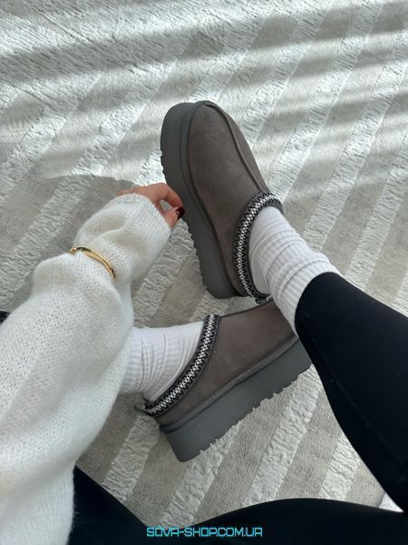 Жіночі зимові ботинки UGG Tasman Platform Grey PREMIUM фото