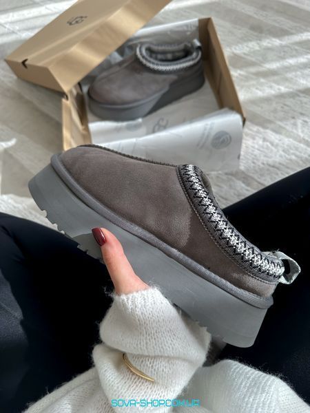 Жіночі зимові ботинки UGG Tasman Platform Grey PREMIUM фото