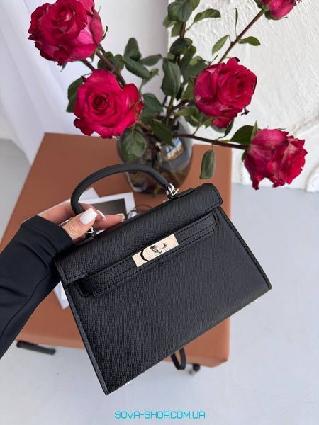 Жіноча сумка Hermes Mini Kelly 20 Bag Black / Silver Premium фото