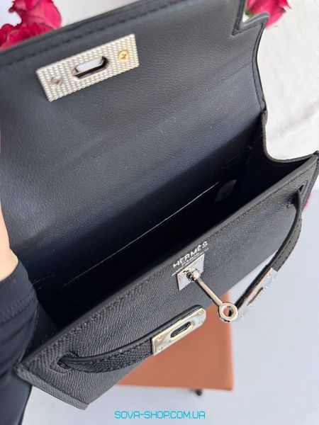 Жіноча сумка Hermes Mini Kelly 20 Bag Black / Silver Premium фото