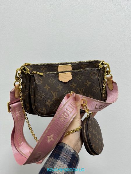 Женская сумка Louis Vuitton Multi Pochette Brown/Pink Premium фото