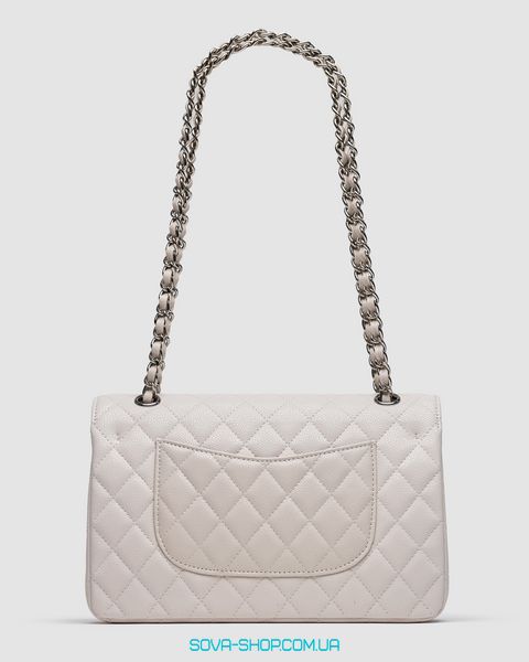 Жіноча сумка Chanel Classic 2.55 Medium Double Flap in White/Silver Premium фото