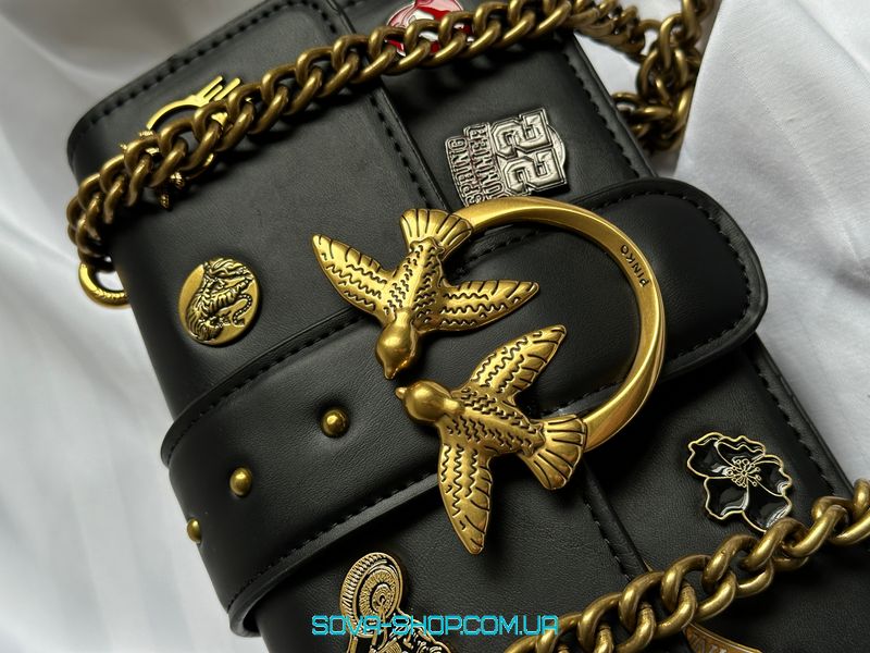 Жіноча сумка Pinko Mini Love Bag One Simply With Enamel Pin Black Premium фото