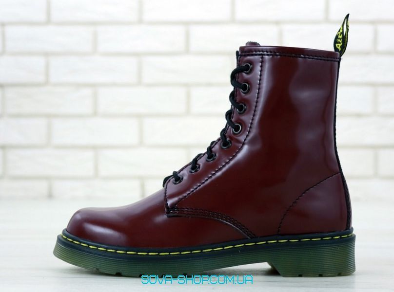 Зимові жіночі ботинки (ТЕРМО) Dr. Martens Bordo фото