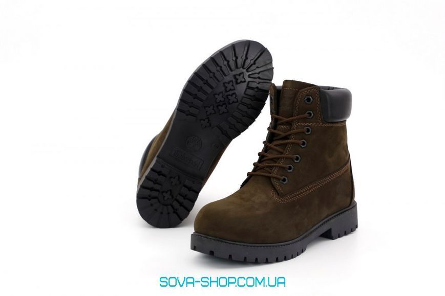 Мужские зимние ботинки (шерстяной мех) Timberland CLASSIC PREMIUM NUBUCK WATERPROOF Dark Brown фото