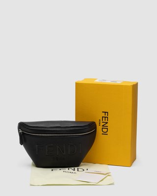 Чоловіча бананка Fendi FF Zipped Belt Black Bag Premium фото