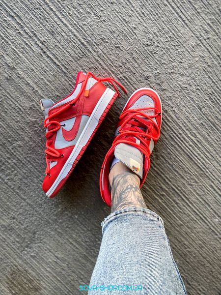 Чоловічі кросівки Nike Dunk Low Off-White "University Red" фото