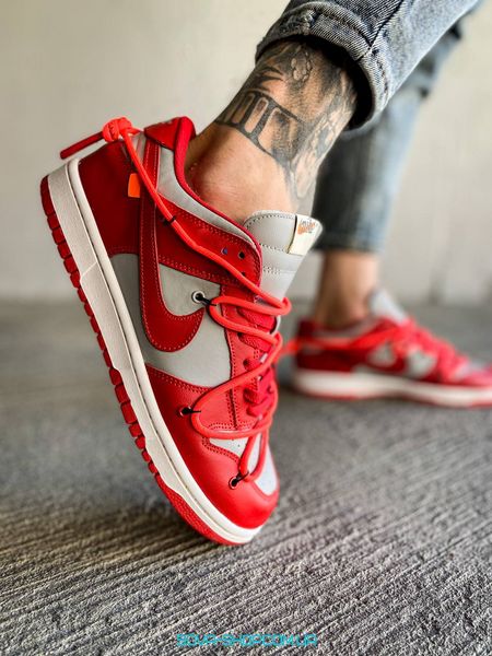 Мужские кроссовки Nike Dunk Low Off-White "University Red" фото