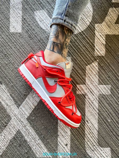 Чоловічі кросівки Nike Dunk Low Off-White "University Red" фото