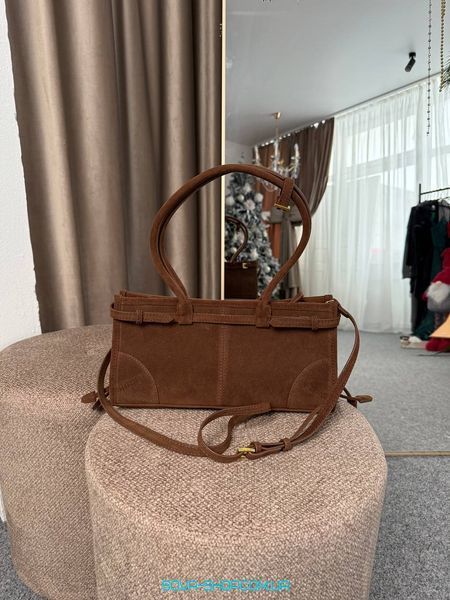 Женская сумка Prada Bonnie Medium Suede Handbag Chocolate Premium фото