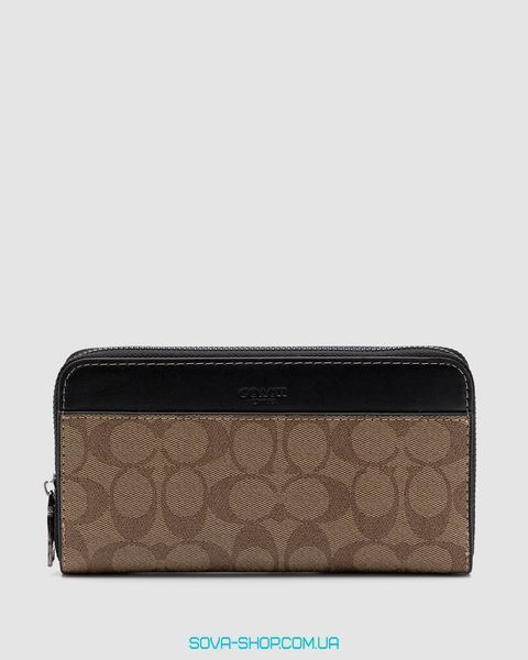 Кошелёк Coach Accordion Wallet In Signature Beige Premium фото