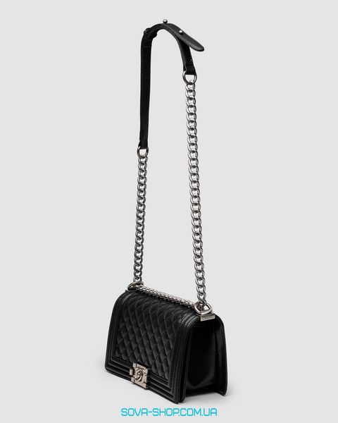 Женская сумка Chanel Medium Boy Black/Silver Caviar RHW Premium фото
