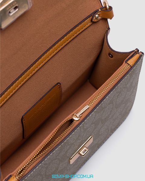 Жіноча сумка Coach Brynn Flap Crossbody In Signature Canvas Beige Premium фото