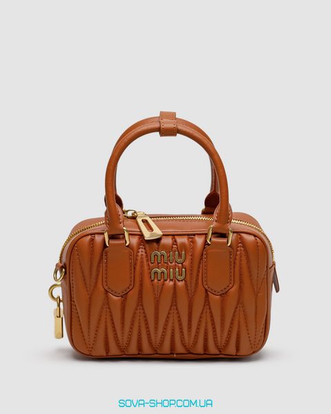 Жіноча сумка Miu Miu Arcadie Matelassé Nappa Leather Bag Brown Premium фото