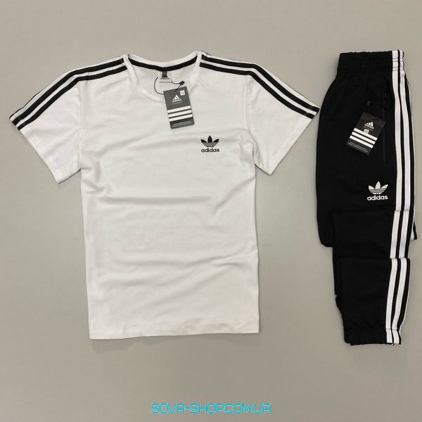 Мужской набор: футболки-штаны Adidas белый, черный фото