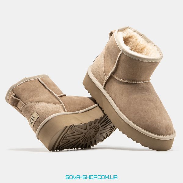 Жіночі зимові ботинки UGG Mini Platform Light Brown Premium фото