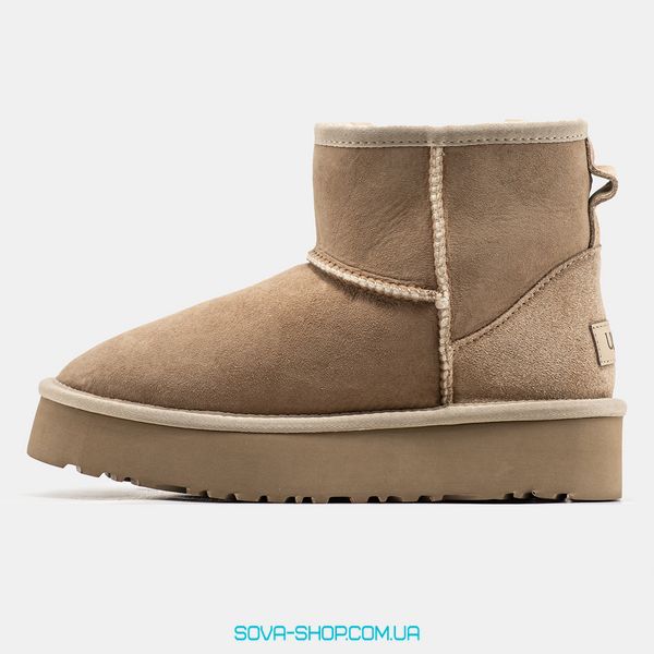 Женские зимние ботинки UGG Mini Platform Light Brown Premium фото