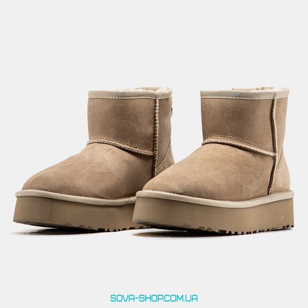 Женские зимние ботинки UGG Mini Platform Light Brown Premium фото