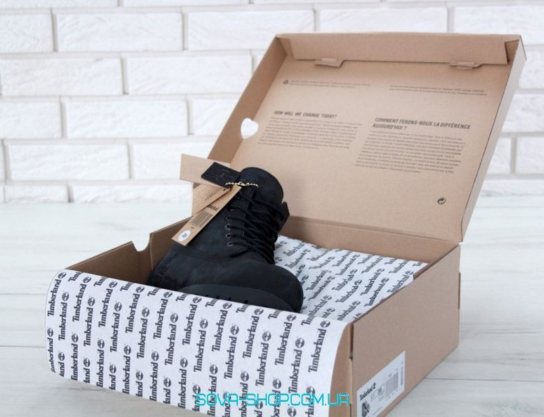 Зимові чоловічі та жіночі ботинки (Вовняне хутро) Timberland CLASSIC PREMIUM NUBUCK WATERPROOF ALL BLACK фото