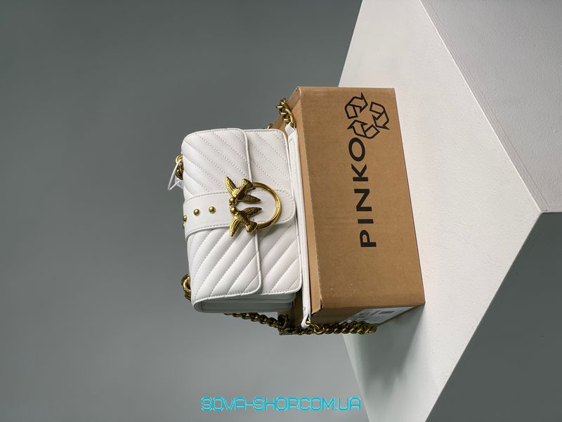Женская сумка Pinko Mini Love Bag One Simply Puff White/Gold Premium фото