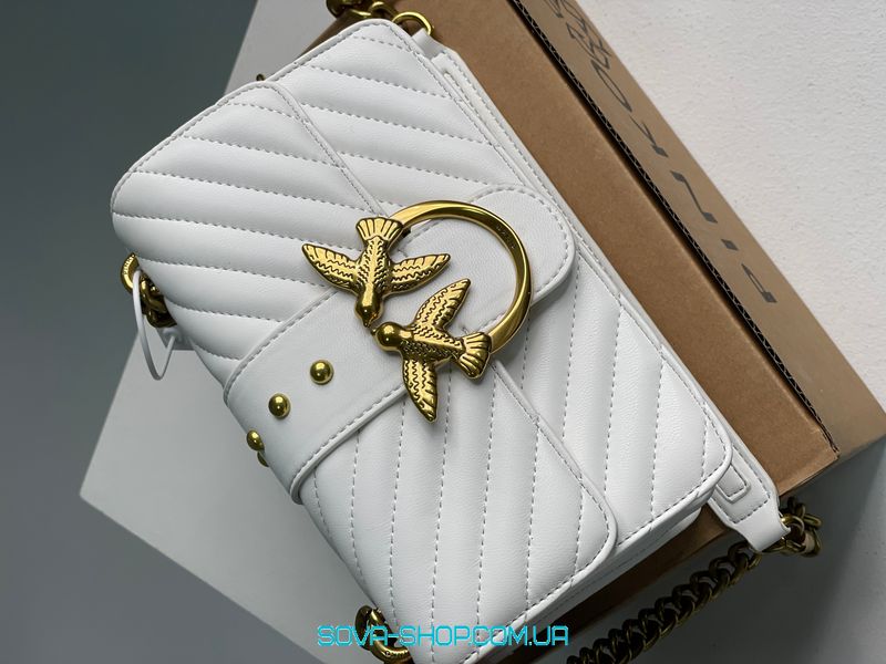 Жіноча сумка Pinko Mini Love Bag One Simply Puff White/Gold Premium фото