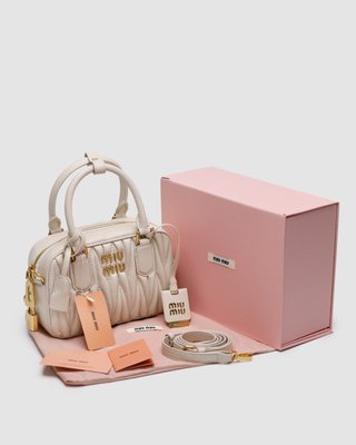 Жіноча сумка Miu Miu Arcadie Matelassé Nappa Leather Bag Cream Premium фото