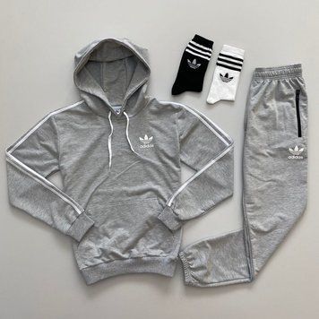 Чоловічий костюм худі + штани + носки 2 пари В ПОДАРУНОК! Adidas сірий фото