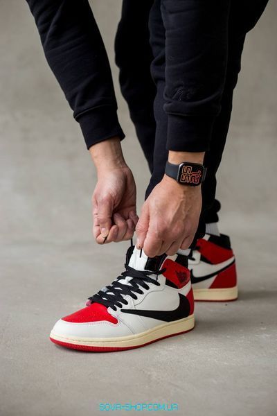 Мужские баскетбольные кроссовки Nike Travis Scott x Air Jordan 1 High OG &ldquo;Heritage&rdquo; Custom фото
