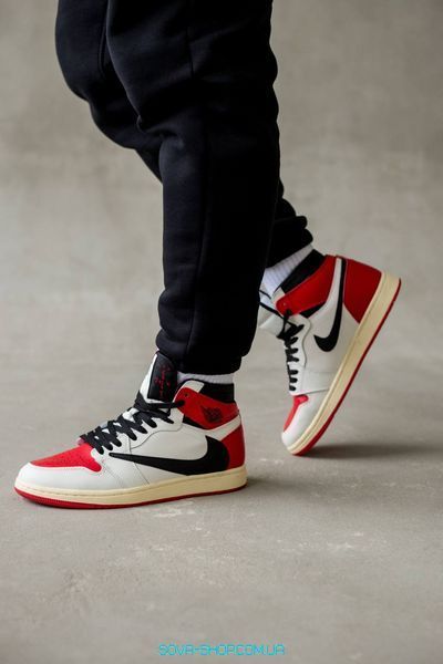 Мужские баскетбольные кроссовки Nike Travis Scott x Air Jordan 1 High OG &ldquo;Heritage&rdquo; Custom фото