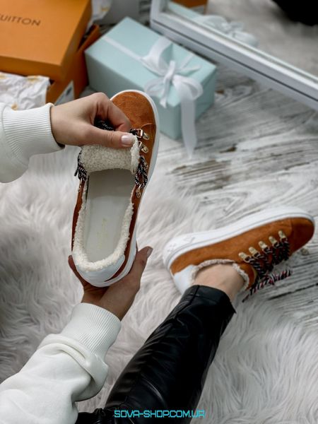 Зимние женские кроссовки с мехом Louis Vuitton TIME OUT ESCALE Beige фото