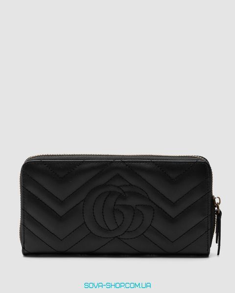 Кошелёк Gucci GG Marmont Zip-Around Long Wallet Black Matelasse Premium фото