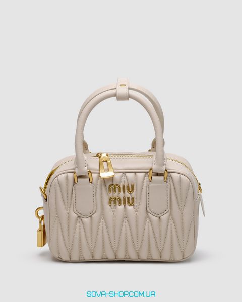 Жіноча сумка Miu Miu Arcadie Matelassé Nappa Leather Bag Cream Premium фото