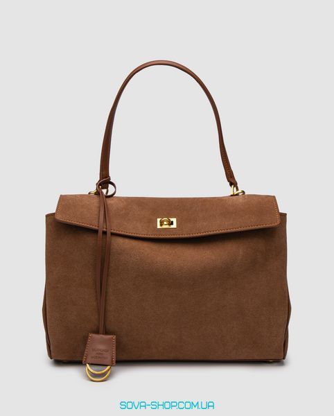 Жіноча сумка Balenciaga Rodeo Suede Brown/Gold Hardware Premium фото