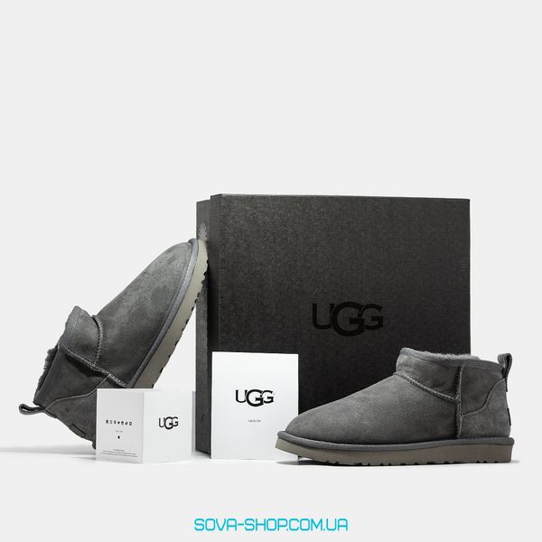 Жіночі зимові ботинки UGG Classic Ultra Mini Grey Premium фото