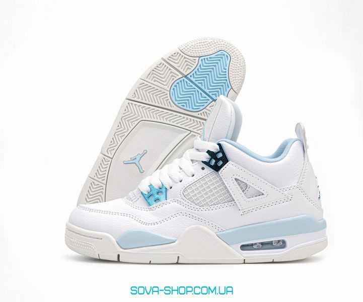 Жіночі баскетбольні кросівки Nike Air Jordan 4 White Blue фото