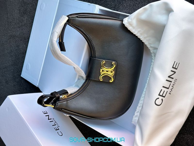 Жіноча сумка Celine Ava Triomphe Soft Bag in Smooth Calfskin Black Premium фото