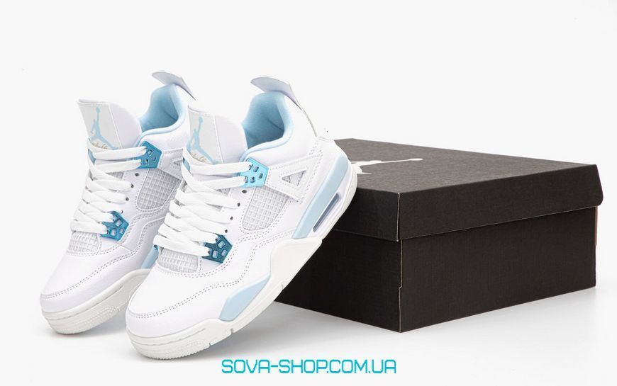 Жіночі баскетбольні кросівки Nike Air Jordan 4 White Blue фото