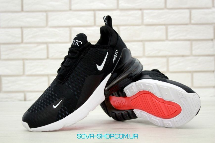 Чоловічі та жіночі кросівки Air Max 270 Black White Nike фото