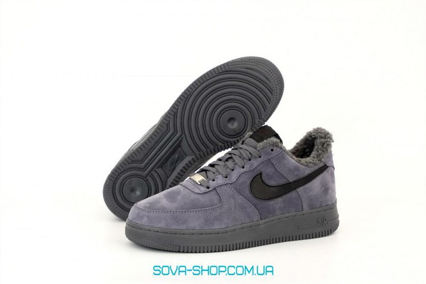 Зимние мужские кроссовки Nike Air Force 1 Grey фото