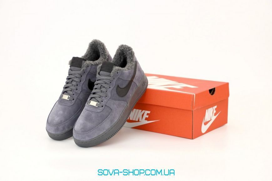 Зимние мужские кроссовки Nike Air Force 1 Grey фото