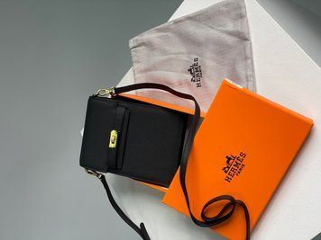 Жіноча сумка Hermes Small Crossbody Black/Gold Premium фото
