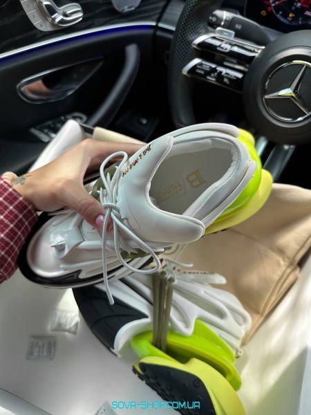 Женские кроссовки Balmain Unicorn White/Lime Premium фото